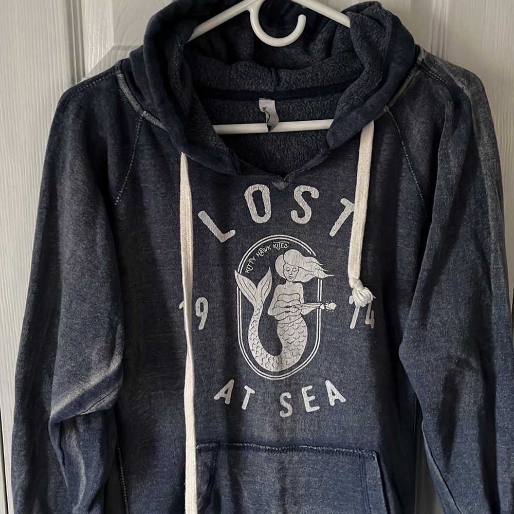 OBX Lost at Sea Mermaid acid wash drawstring hoodie